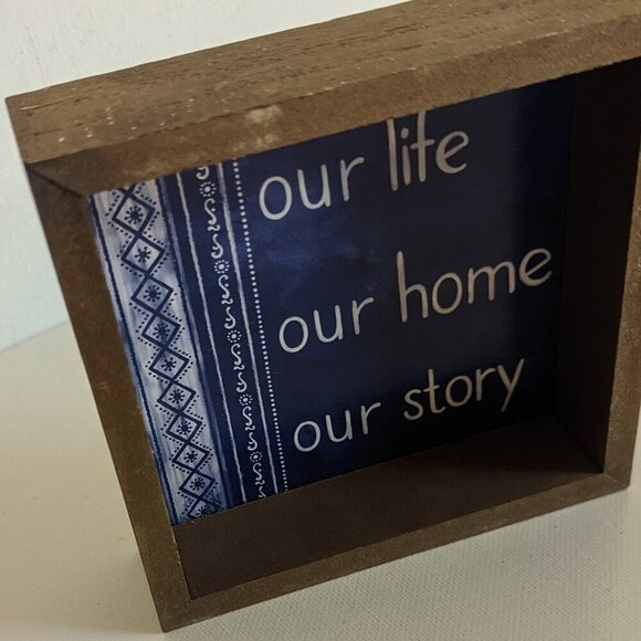 NWT Rustic Farmhouse 'Our Life Home Story' Wood Box Sign Decor Michaels Ashland - Picture 3 of 5